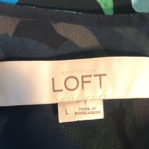 Loft Navy Large Floral Print Strappy Blouse - Picture 2 of 6